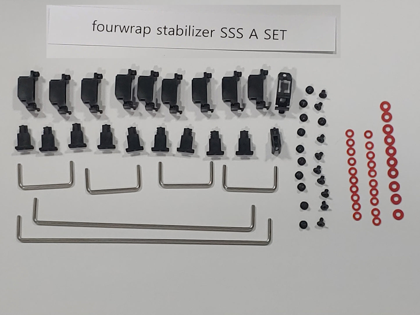 Set of fourwrap stabilizer components labeled 'SSS A SET' on a white background.