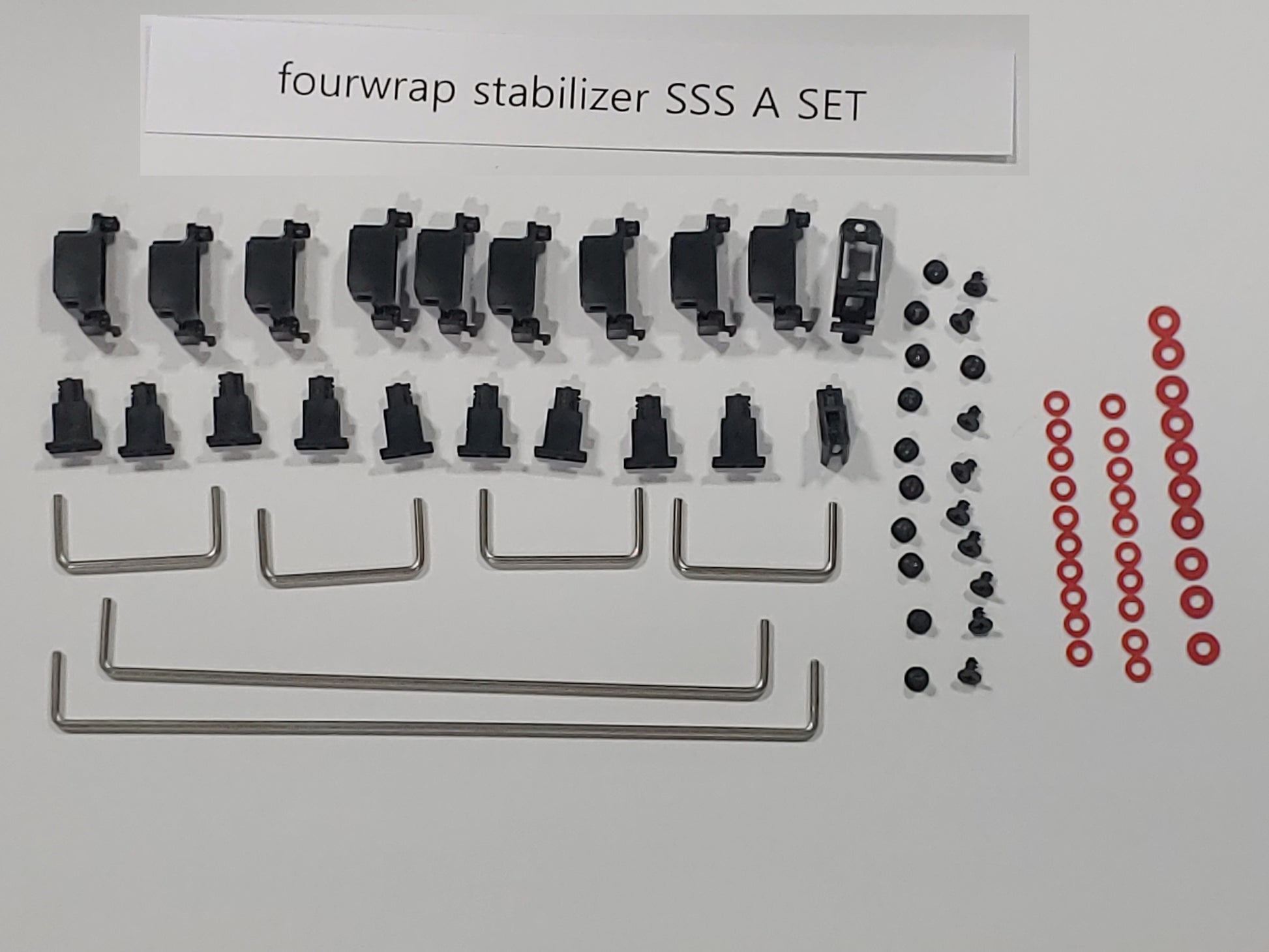 Set of fourwrap stabilizer components labeled 'SSS A SET' on a white background.